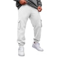 thumbnail image 2 of Men's Casual Cargo Sweatpants Fleece Lined Drawstring Elastic Waist pants Lightweight Workout Joggers Athletic Pants with Multi Pockets White M, 2 of 8