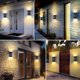 thumbnail image 5 of Luces solares para jardín, 2 luces LED de pared para exteriores, impermeables IP65, con movimiento vertical para portones, vallas, paredes, decoración de jardín e iluminación de caminos., 5 of 5
