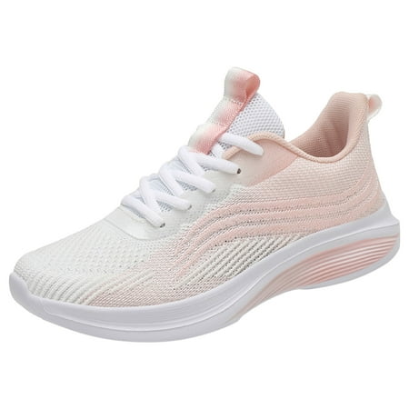 QYZEU White Canvas Sneakers for Women Business Shoes for Women Women Shoes Fashionable Color Matching Mesh Fabric Four Seasons Casual Thick Sole Comfortable Sneaker Pink 37