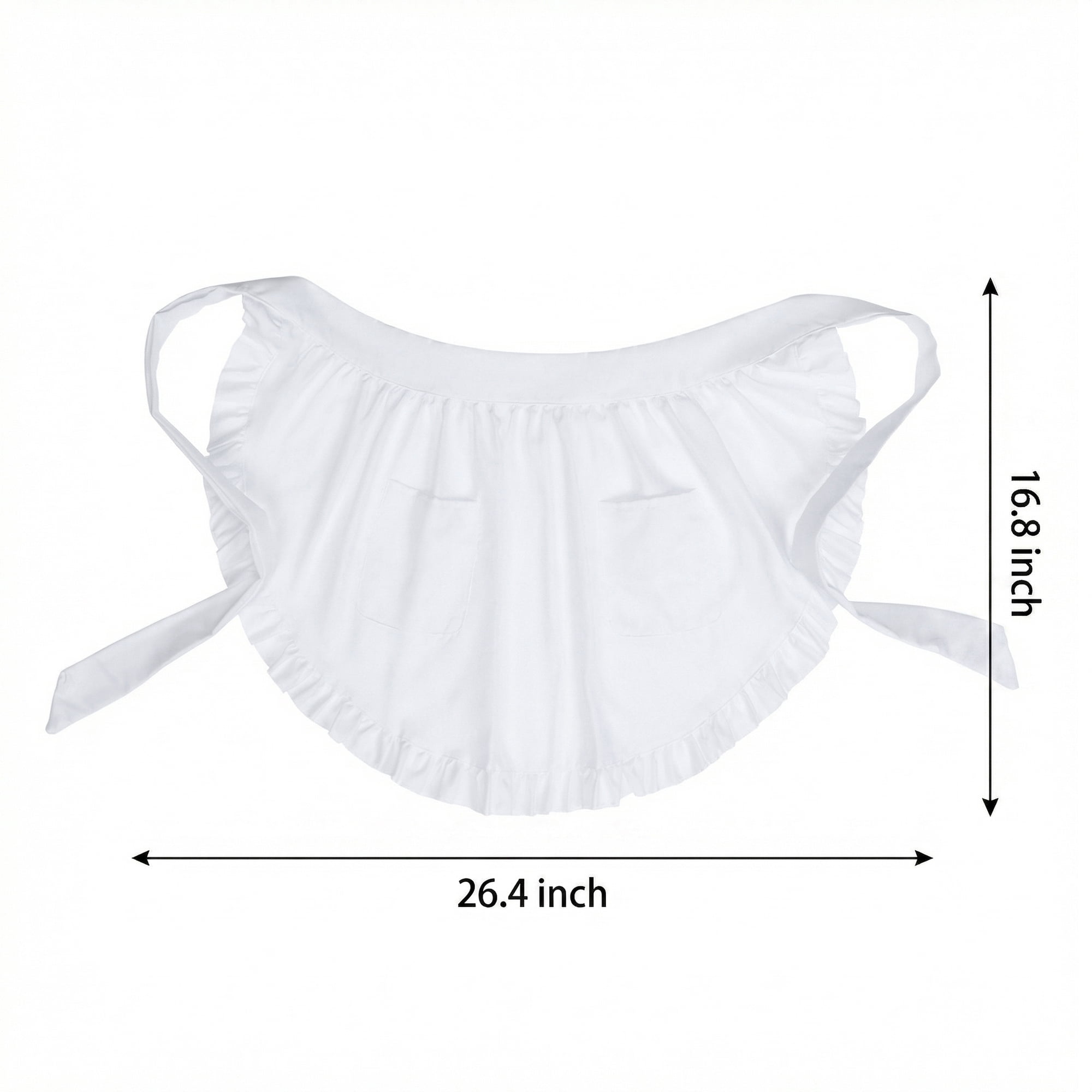 Unique Bargains Women's Durable Polyester Aprons with Pockets 26.4x16.8in White