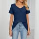 thumbnail image 5 of Fiudx Ofertas Relámpago Blusa Holgada Cómoda con Cuello En V de Color Sólido a La Moda para Mujer Tops Casuales, 5 of 6