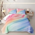 thumbnail image 2 of jejeloiu Lines Geometric Pattern Quilt Full For Girls,Colorful Gradient Striped Full Bedspread Sets For Kids,3pcs, 2 of 7