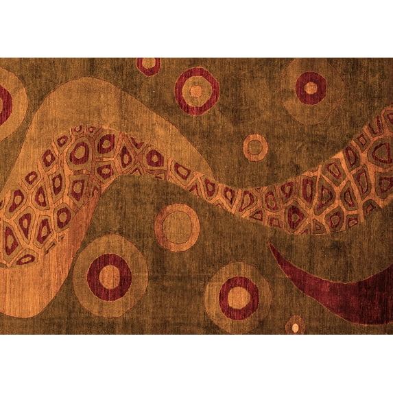 Ahgly Company Indoor Rectangle Oriental Orange Modern Area Rugs, 4' x 6'