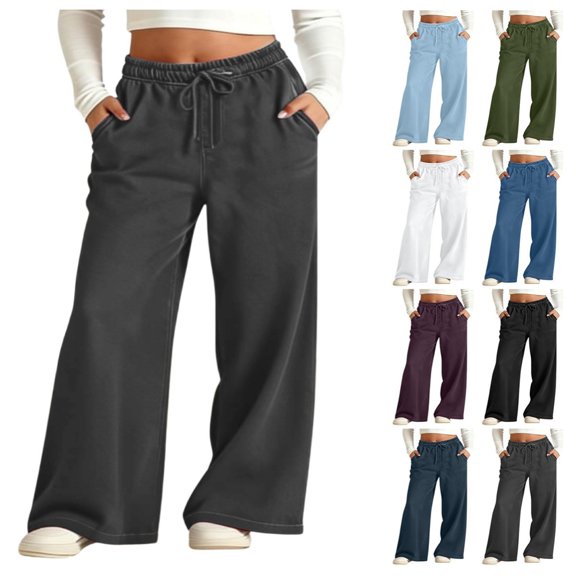 Quotay Girls Wide Leg Pants High Waist Stretchy Waistband Loose Straight Denim with Pockets Comfortable Casual Trousers for Girls Grey,4-5 Years