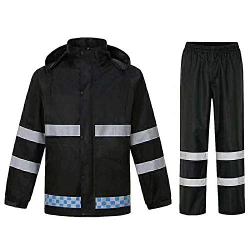ZOJO Combinaison de Pluie Haute Visibilité, Veste, Pantalon Imperméable Réfléchissant Haute Visibilité. (Marine-TG)