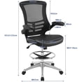 thumbnail image 3 of Silla de dibujo Modway Attainment de vinilo con brazo abatible, color negro, 3 of 5
