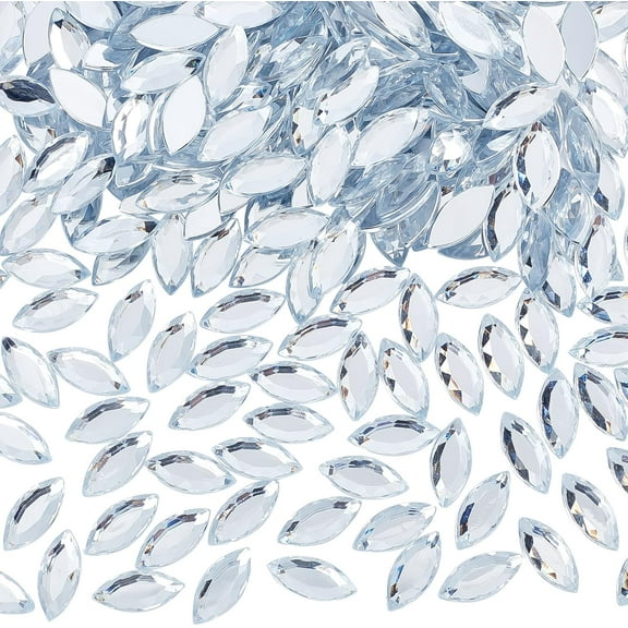 300 Pcs 20x9mm Horse Eye Acrylic Rhinestone Gems with Container Clear Acrylic Jewels Embelishments Crystals Flat Back Acrylic Jewels for Costume Making Cosplay for DIY
