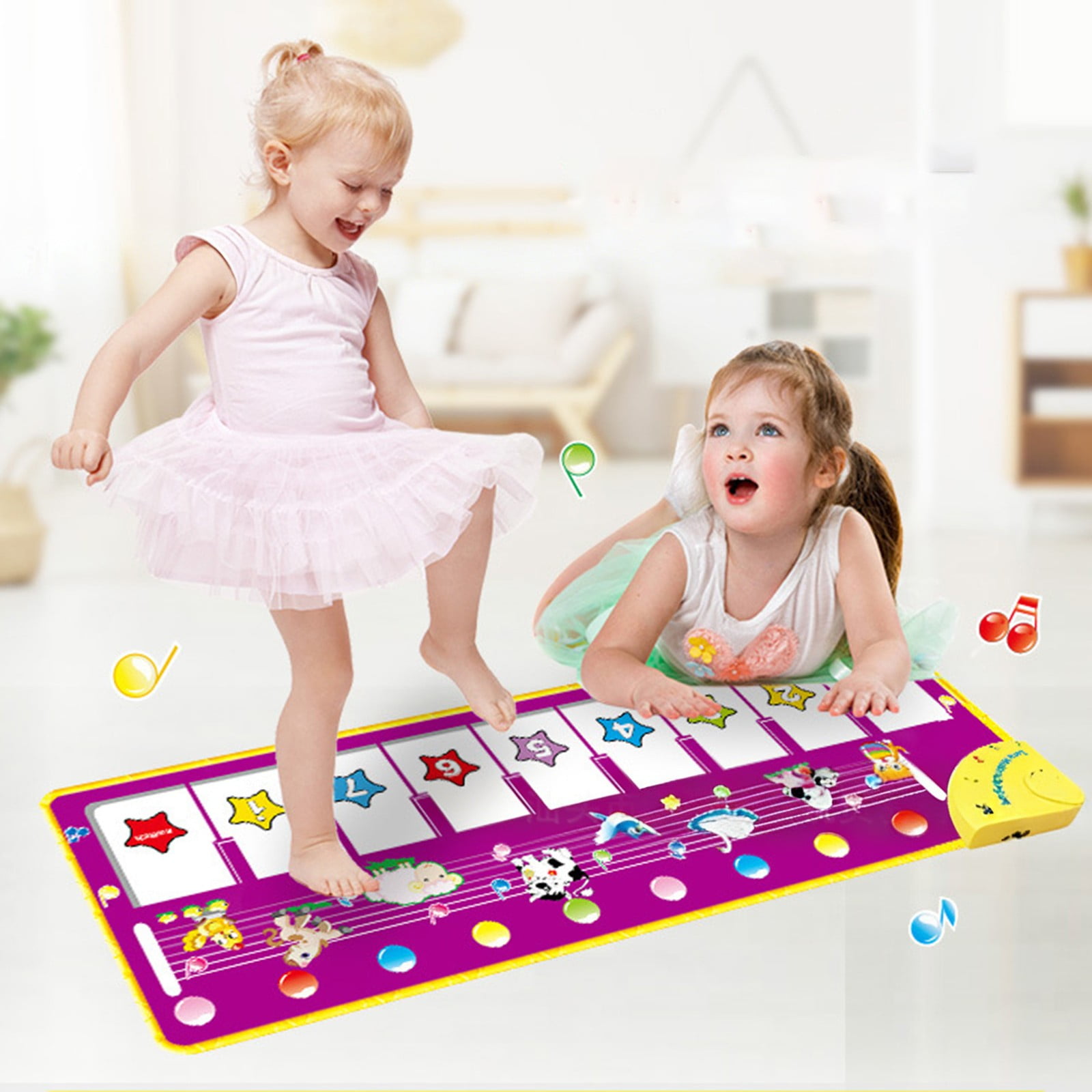 LGHDIWN Kids Musical Piano Mats, Musical Toys Baby Floor Piano Keyboard Mat Carpet Animal Blanket Touch Playmat Early Education Toys for 1 2 3 4 5 6+ Year Girls Boys Toddlers
