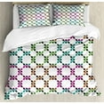 thumbnail image 1 of Geometric Duvet Cover Set Queen Size, Modern Style Design of Chain Linked Interlacing Blended Pastel Colored Pattern, Decorative 3 Piece Bedding Set with 2 Pillow Shams, Multicolor, by Ambesonne, 1 of 3