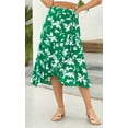 thumbnail image 2 of Wenseny Women’s Asymmetrical Floral Long Wrap Skirts Ruffled Midi Skirt Green L, 2 of 7