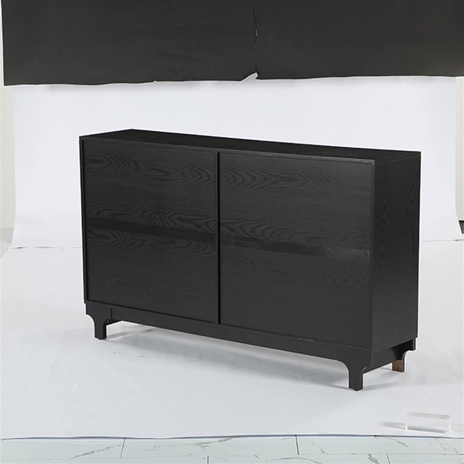 Demi Bonn 59" Sideboard Buffet, Modern Credenzas Storage Cabinet with 4 Acrylic Mirror Doors, Dining Room, Hallway, Cupboard Console Table, Liquor, Black