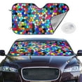 thumbnail image 2 of Fotbe Colorful Tie Dye Stained Glass 2 Car Windshield Sunshade | Sun Visor Protector Front Window Shade, Keeps Out UV Rays, Keeps Your Vehicle Cool-Small, 2 of 7