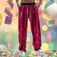 thumbnail image 2 of QHFBli Mens Contrast Sequin Carrot Pants Elastic Waist Skinny Straight Leg Pants, 2 of 4
