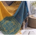 thumbnail image 5 of 150cm*190cm, bleu, 1pc coton simple couverture de canapé, couverture tricotée à franges, patchwork réversible, couverture décorative chaude pour la maison, le bureau et les voyages, 5 of 5