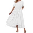 thumbnail image 5 of Ruyang Womens Summer Dresses 2024 Casual Short Sleeve Crewneck Tiered Flowy Midi Dress Long Beach Sundress A Line Knee Length Dress, 5 of 5