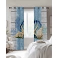 thumbnail image 4 of Blue Coastal Starfish Blackout Curtains for Bedroom Living Room Darkening Curtains 84 Inch Length 2 Panels Set Vintage Wooden Nautical Coral Summer Window Curtain Window Treatment Drapes 52"x84", 4 of 9