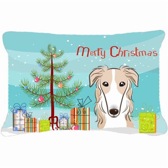 Carolines Treasures BB1600PW1216 Christmas Tree & Borzoi Fabric Decorative Pillow