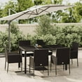 thumbnail image 1 of vidaXL 7 Piece Garden Dining Set with Cushions Black Poly Rattan, 1 of 5