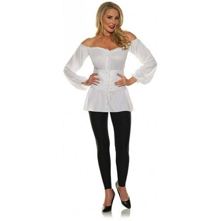 Renaissance off the Shoulders Womens Adult White Pirate Costume Corset