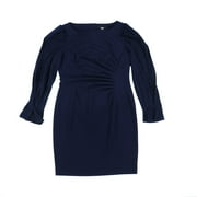 DKNY Womens Contrast Sleeves Pleated Sheath Dress