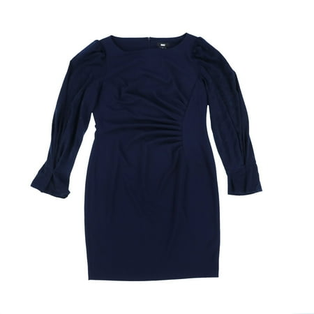 DKNY Womens Contrast Sleeves Pleated Sheath Dress