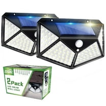 100 Led Solar Motion Sensor Lights Outdoor, SOWAZ Wireless Weatherproof Solar Powered Lights for Steps Yard Garage Porch Patio, IP65 Waterproof with Wide Angle (2 Pack)