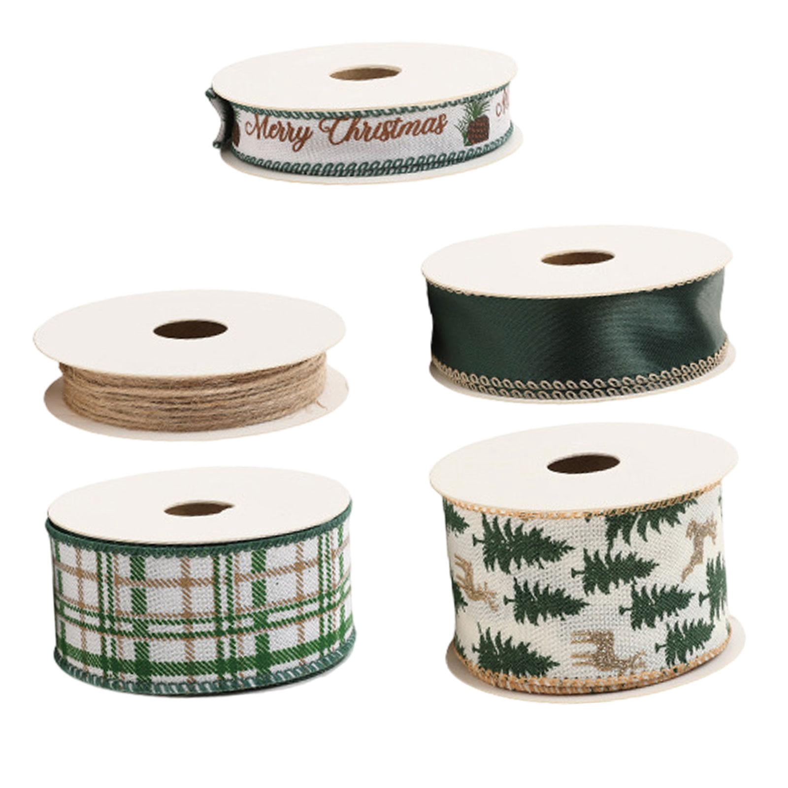 Tachiuwa Christmas Ribbons DIY Christmas Tree Ribbon for Cake Boxes Wreath Bow Making Green