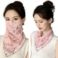 thumbnail image 1 of Women Sun Protection Veil Triangle Print Scarf UV Protection Breathable Mask, 1 of 8