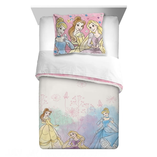 Disney Princesses 2Piece Comforter and Sham Set, Kids Bedding, Twin