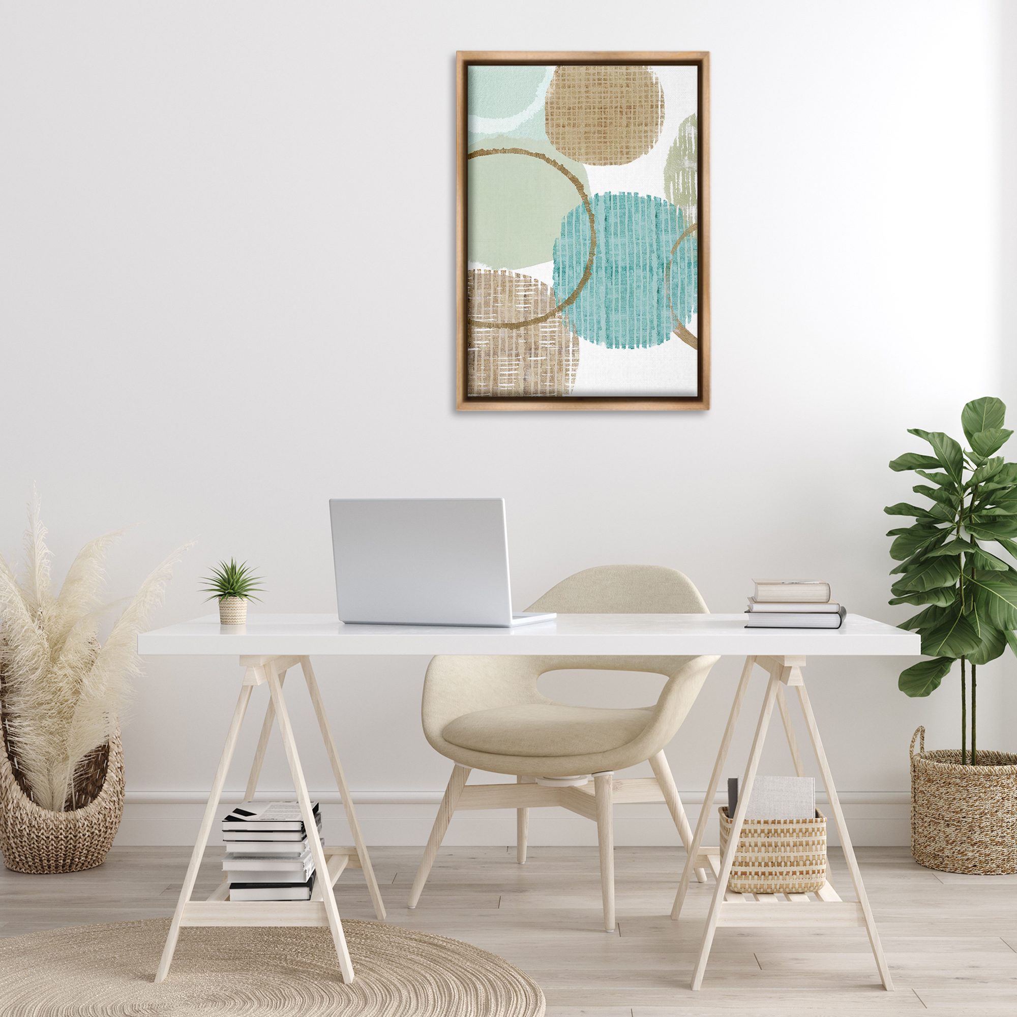 Stupell Industries Good Times Ahead Shapes Abstract Painting Brown Floater Framed Canvas Art Print Wall Art, 21 x 31