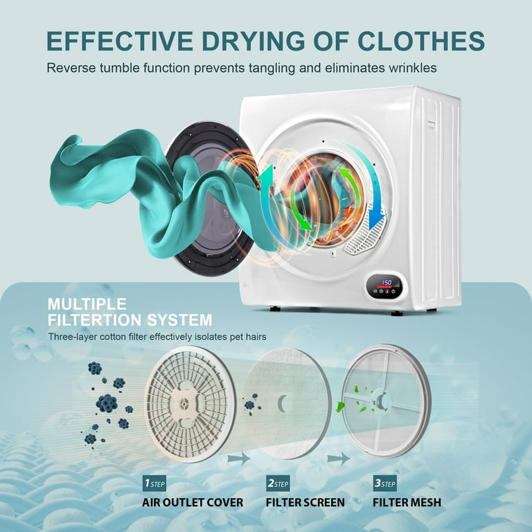 Simzlife 3.5 Cu.ft Portable Clothes Dryer, 1500W, LCD Simzlife 3.5 Cu.ft Portable Clothes Dryer, 1500W, LCD