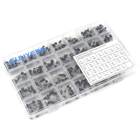 GuuYebe 675PCS 27 Values Transistor NPN PNP BJT Transistors of Semiconductor Products 2N2222