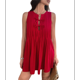 thumbnail image 3 of Vestido Mini de Verano para Mujer, Sin Mangas, Plisado, Informal, Holgado, Estilo Babydoll, Color Rojo, Talla XL, 3 of 10