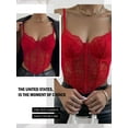 thumbnail image 6 of QAFOPEH Womens Lace Mesh Spaghetti Strap Corset Crop Top, 6 of 7