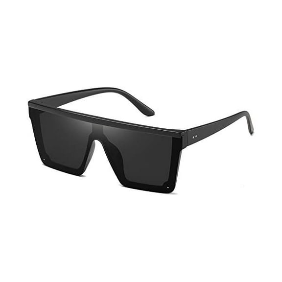 ZLCB Square Sunglasses for Women Men Fashion Big Frame Flat Top Sun Glasses Mirror Lens