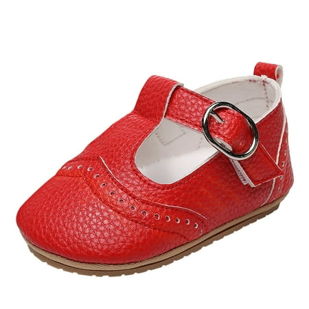 

Yinguo Strap Casual Buckle Shoes Walk Cute First Solid Girls Kids Color Baby Toddler Baby Shoes Red 11