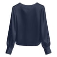 thumbnail image 7 of Lkhaha Womens Tees Tops Elegant Solid Long Sleeve Satin Finish Pearl Embellishment Workout Clothes Blue 2XL, 7 of 7
