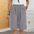 thumbnail image 4 of QATAINLAV Trouser Shorts for Women, Women's Knee Length Bermuda Shorts Elastic Waist Drawstring Casual Shorts Loose Fit Summer Beach Shorts Ofertas en Walmart Gray XL, 4 of 9