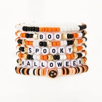 AEXTO Halloween Bracelets for Women Multi Color Beaded Stretch Bracelet Boo Witch Letter Stackable Bracelet Set Halloween Themed Party Favors for Costume Party Holiday Gift