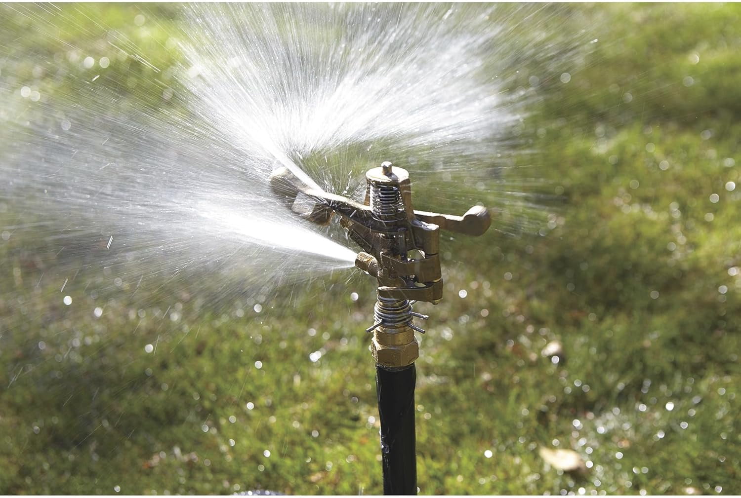 Strongway Wheeled Sprinkler - 3/4in. Brass Sprinkler Head with 2 Nozzles, 8in. Poly Wheels