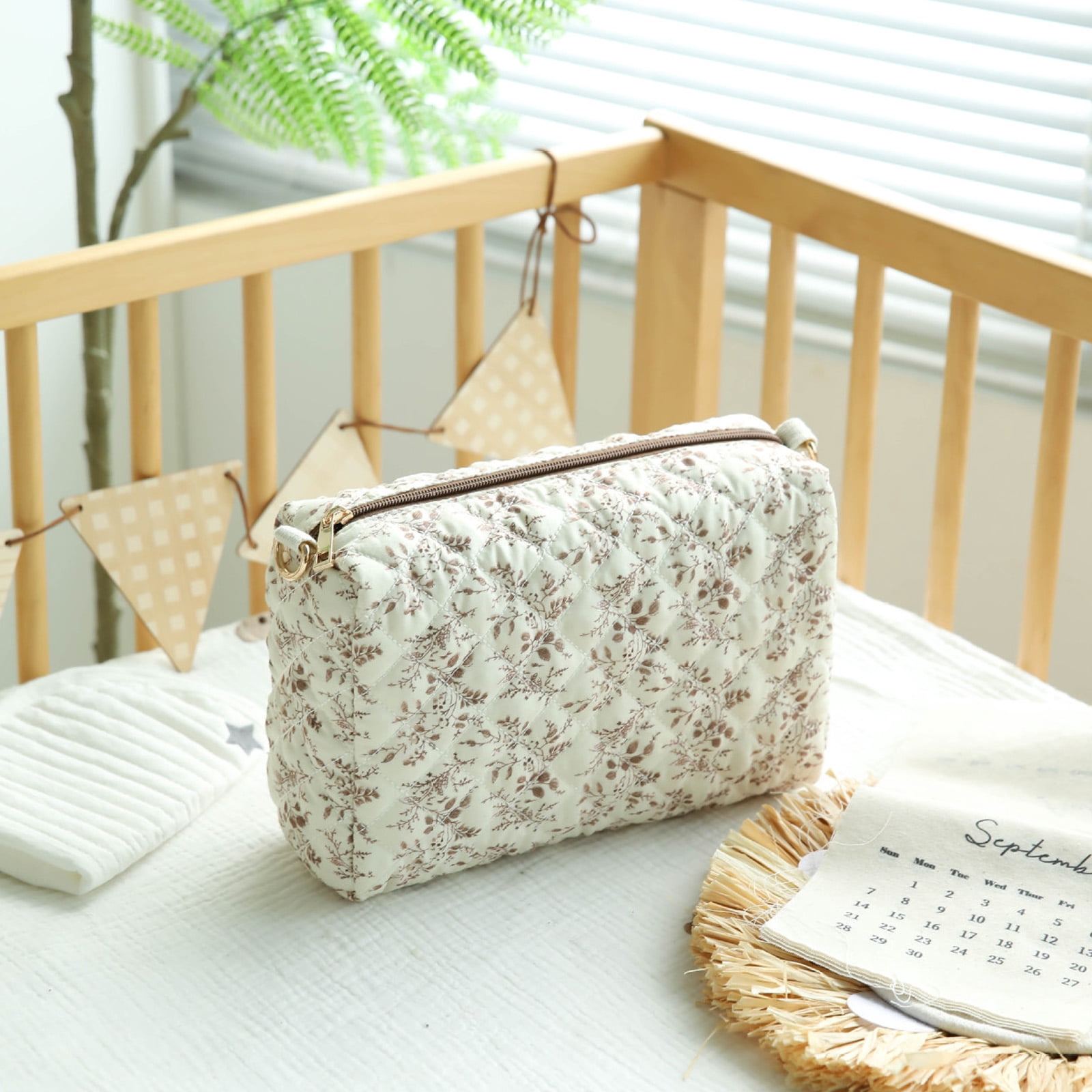 Multifunctional Strollers Bag Pushchair Storage Organizers Quilted Design for Diaper Water Bottle