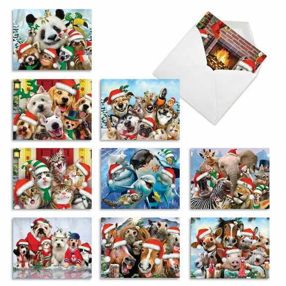 The Best Card Company 10 Assorted Funny Blank Christmas Note Cards Set 4 x 5.12 Inch with Envelopes (10 Designs, 1 Each) MERRY CHRISTMAS TO ZOO: 10 Assorted Blank Note Cards. M6652XSB