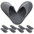 thumbnail image 3 of PBPBOX 10 Pairs Home Guest Slippers Light Grey Fleece Reusable Disposable Design, 3 of 7