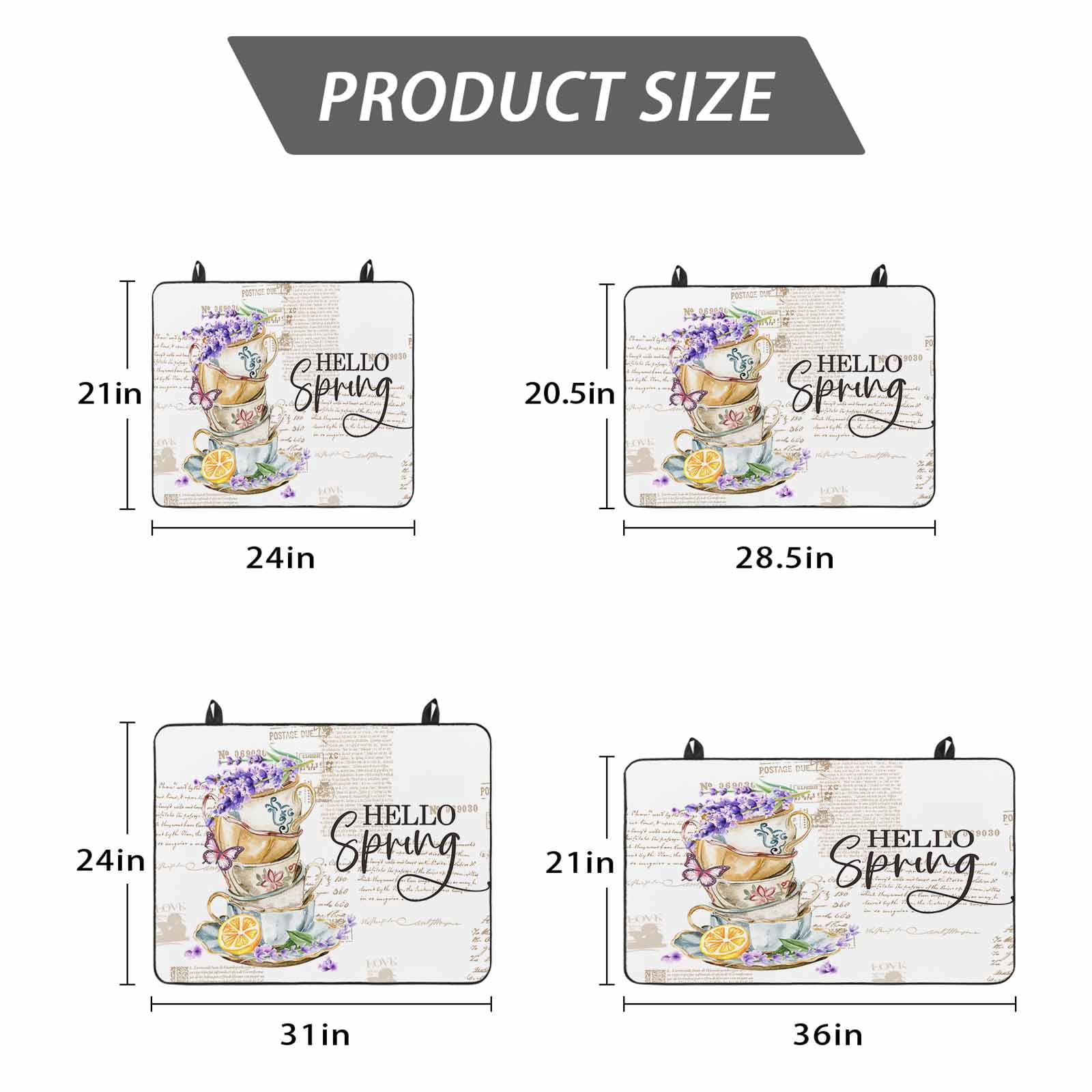 Hello Spring Stove Top Cover for Electric Stove, Heat-proof & Non Slip Glass Top Stove Cover Protector, Purple Floral Botanical Coffee Cups Kitchen Flat Cooktop Rubber Mat 24x21 Inches