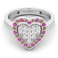 thumbnail image 2 of 0.65 Carat (ctw) 10K White Gold Round Cut White & Champagne Diamond & Pink Sapphire Ladies Heart Shaped Bridal Engagemen, 2 of 6