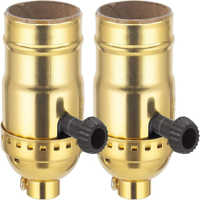 CHOK 2 Pcs Douille de Lampe à 3 Voies de Rechange Homologuée UL E26 Support de Lampe à Incandescence pour Lampe de Table sur Pied Kit de Réparation Réglages Bas-Moyens-Élevés Réglable avec Bouton d'Interrupteur Couleur Or