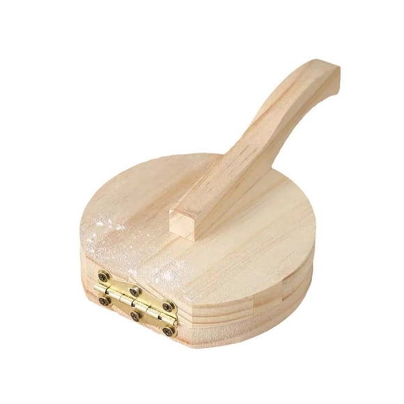 Manual Wooden Dumpling Presser Natural Round Tortilla Press Tool Presser Banana Smasher Maker Dough Pressing Tool for Wonton Dumplings