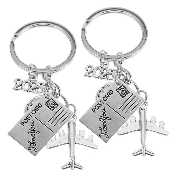 2 Pcs Airplane Engine Keychain Portable Clothing Living Pump Travel Silver
