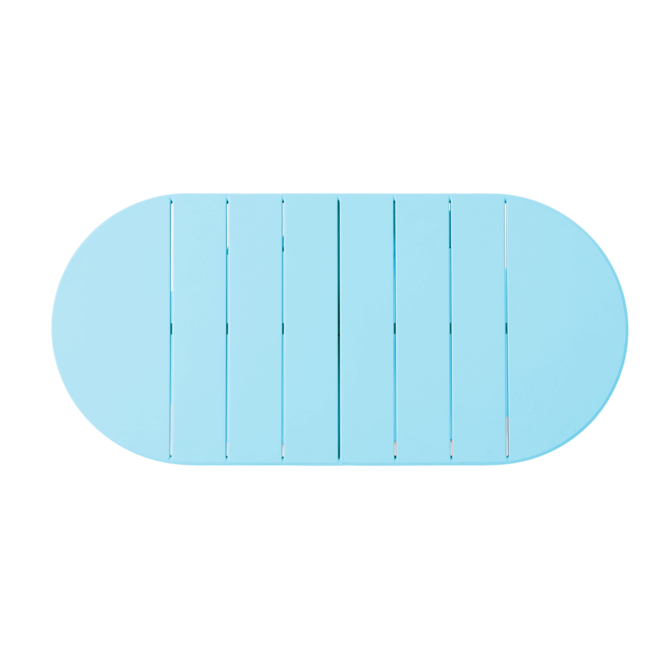 Christopher Knight Home Minimalist 3-Piece Outdoor Bistro Set, Oval Table & Slatted Chairs, Matte Light Blue
