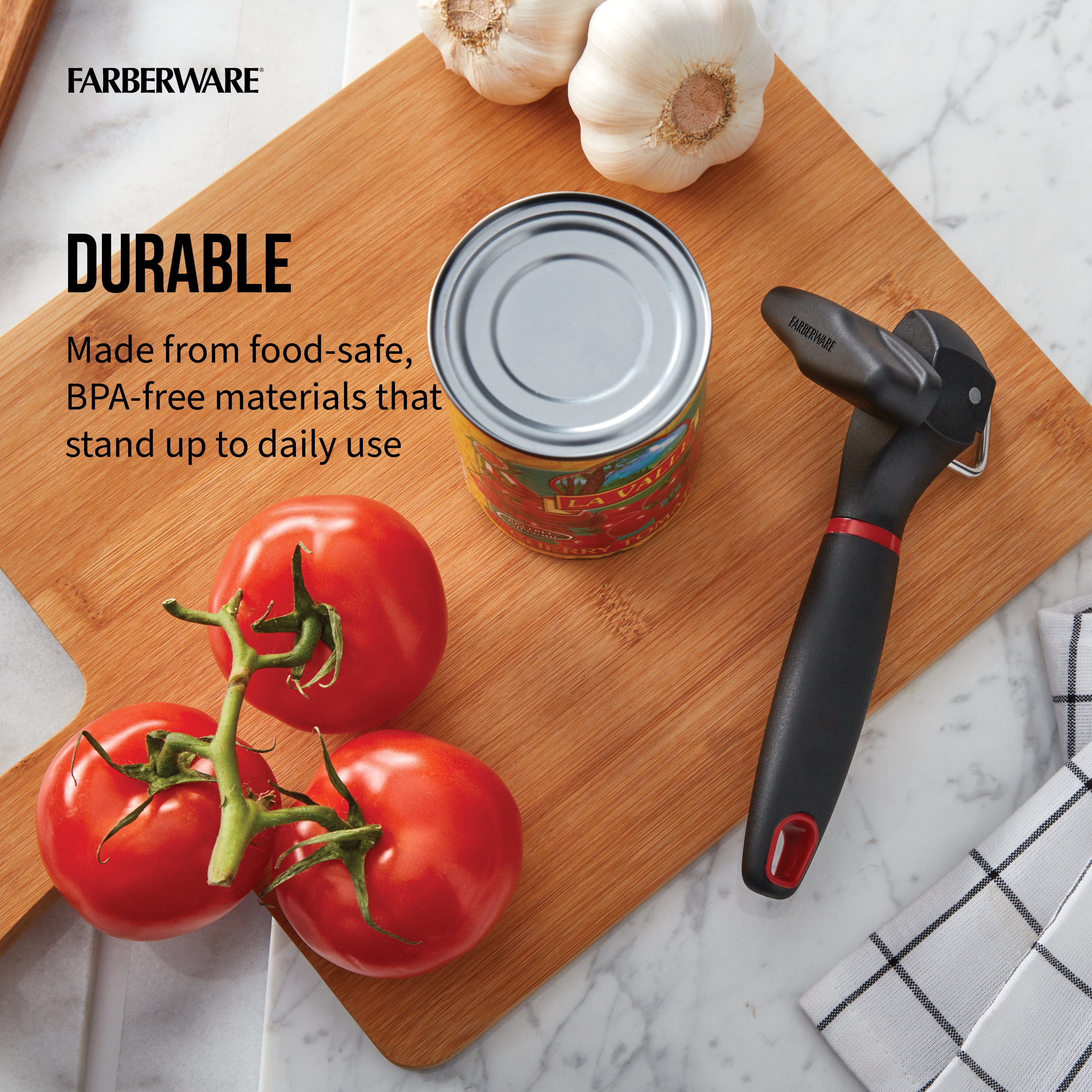 Farberware Soft Grips Manual Can Opener, One Size, Black/Red